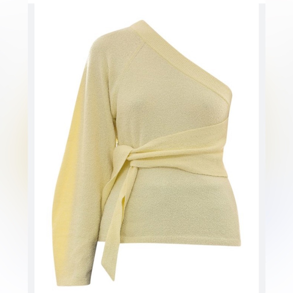 Nanushka One Shoulder Sweater Yellow Knitwear Terry Cloth Size Small